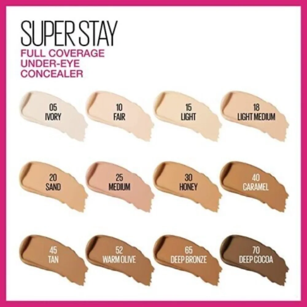 2X Maybelline Super Stay Full Coverage Under Eye Concealer Deep Cocoa #70
